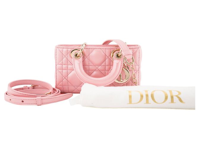 Autre Marque DIOR - Borsa a tracolla Lady D-Joy Dior in pelle iridescente rosa - vista 11
