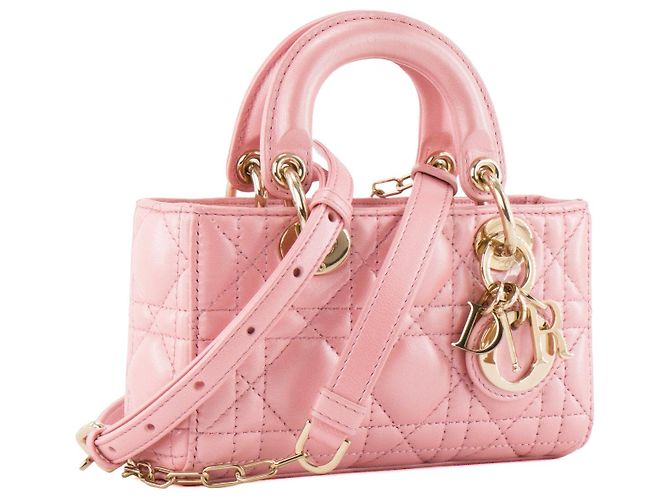 Autre Marque DIOR - Borsa a tracolla Lady D-Joy Dior in pelle iridescente rosa - vista 2
