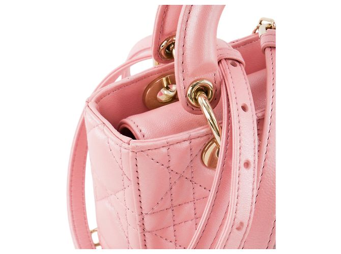 Autre Marque DIOR - Borsa a tracolla Lady D-Joy Dior in pelle iridescente rosa - vista 6