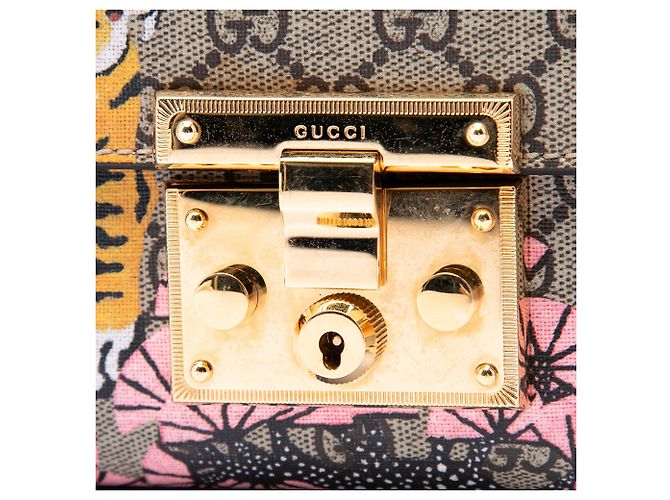 Borsa a tracolla Gucci Small GG Supreme Bengal Padlock Beige - vista 5