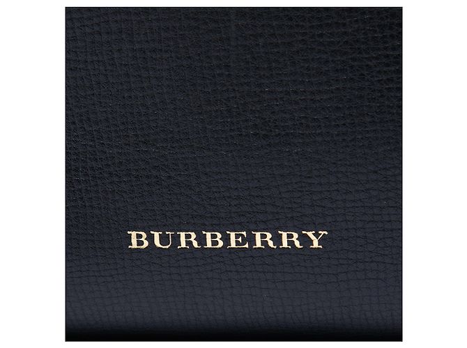 Borsa Satchel Banner Burberry Medium in pelle e House Check nera Nero - vista 5
