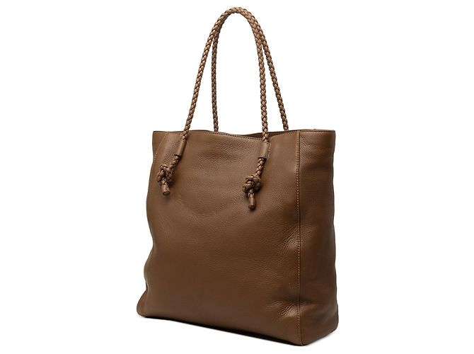 Tote Gucci em couro de bezerro castanho com pegas trançadas Marrom - vista 2