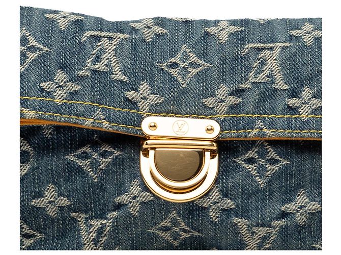 Borsa a Clutch Pochette Plate in Denim Monogram Louis Vuitton Blu - vista 6