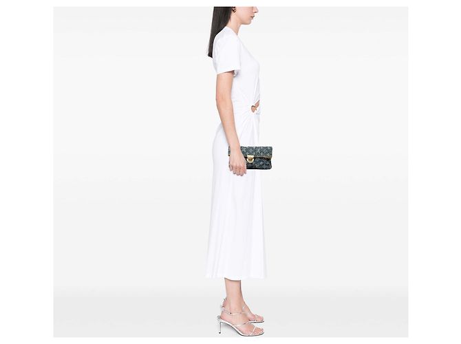 Borsa a Clutch Pochette Plate in Denim Monogram Louis Vuitton Blu - vista 7