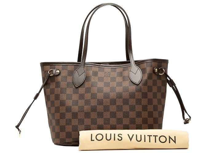 Borsa Tote Louis Vuitton Damier Ebene Neverfull PM Marrone - vista 7