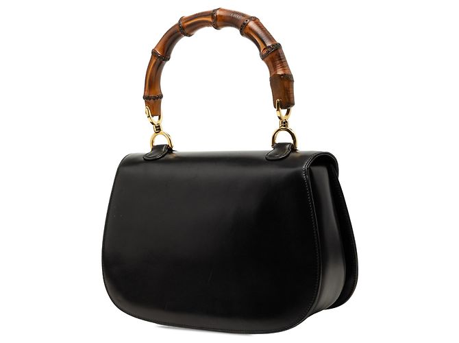 Bamboo Borsa Satchel Night Gucci in pelle di vitello nera con bambù Nero - vista 2