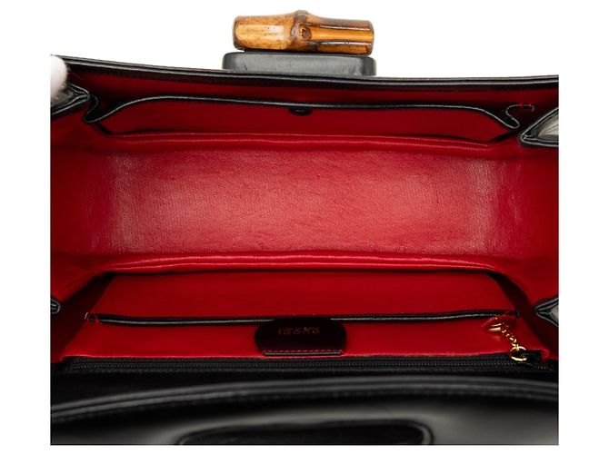 Bamboo Borsa Satchel Night Gucci in pelle di vitello nera con bambù Nero - vista 4