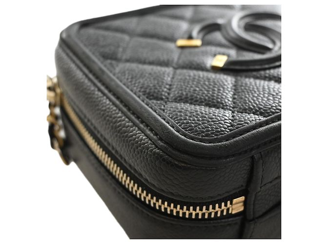 Borsa Vanity Satchel Chanel Small Caviar CC Filigree Nera Nero - vista 12