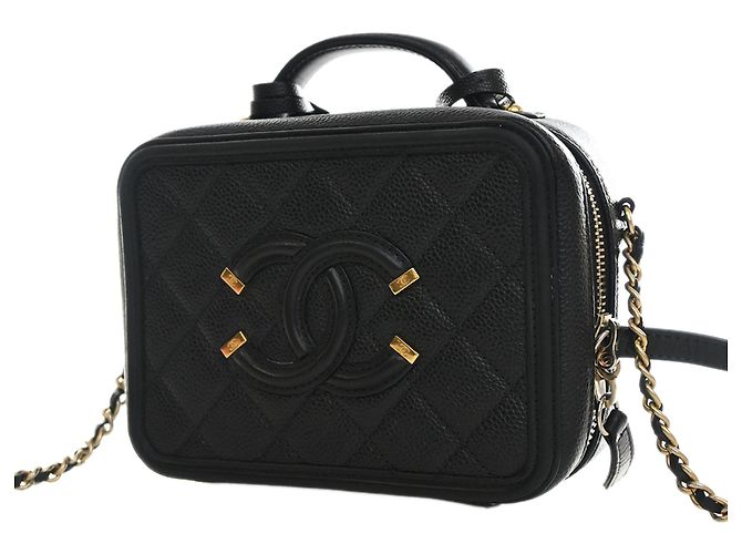 Borsa Vanity Satchel Chanel Small Caviar CC Filigree Nera Nero - vista 2
