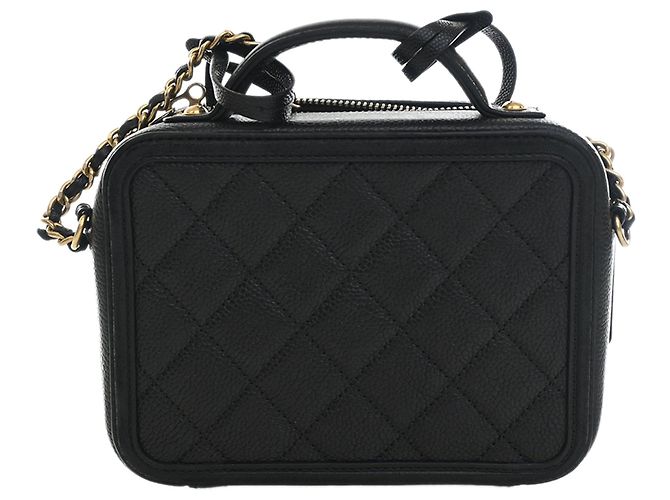 Borsa Vanity Satchel Chanel Small Caviar CC Filigree Nera Nero - vista 4