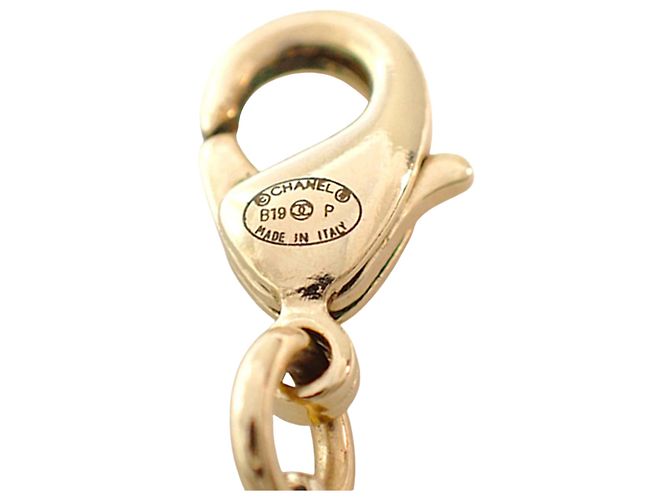 Collana con pendente rotondo Chanel CC placcato oro e strass D'oro - vista 7
