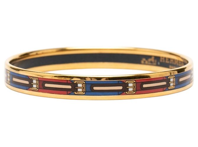 Bracelet jonc en émail imprimé Black Hermès Narrow Belt 62 Noir - vue 2