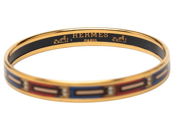Bracelet jonc en émail imprimé Black Hermès Narrow Belt 62 Noir - vue 4
