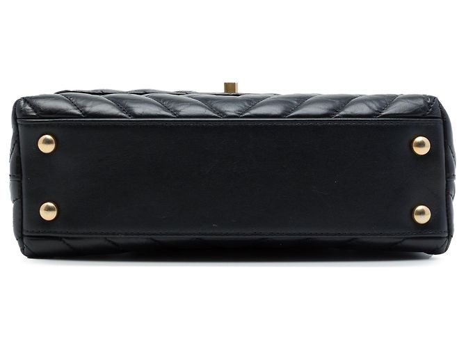 Borsa Chanel Mini Chevron in vitello invecchiato nero con manico Coco - vista 3