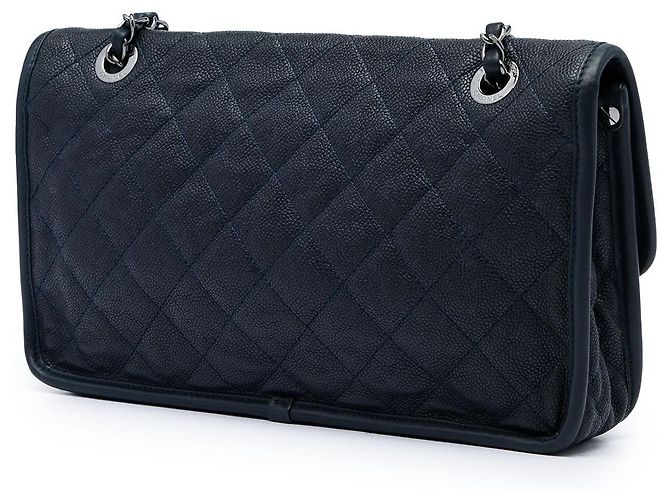 Borsa a tracolla Chanel Medium Quilted Caviar French Riviera Flap Blu - vista 2