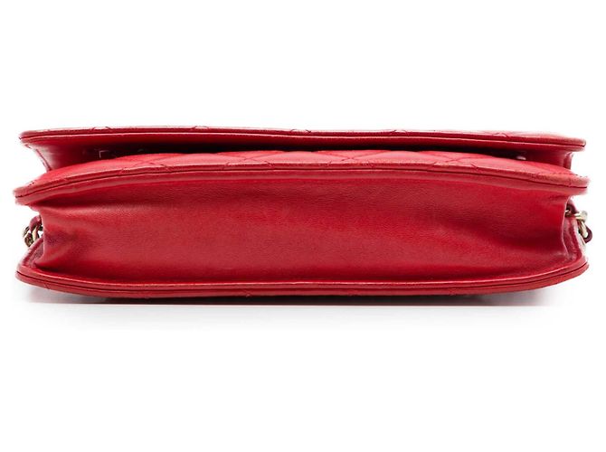 Borsa a tracolla Chanel CC in pelle d'agnello matelassé rossa Wallet on Chain Rosso - vista 3
