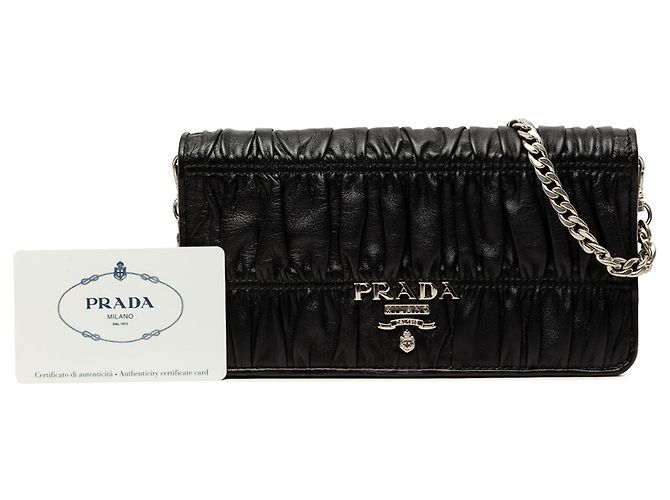 Borsa a tracolla Prada Nappa Gaufre Wallet On Chain Nera Nero - vista 7