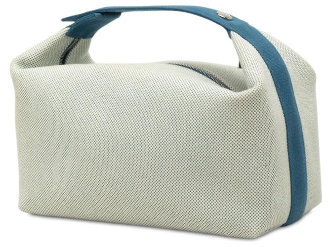 Borsa Vanity Hermès Large Toile Bride A Brac Cabriole Case Blu - vista 2