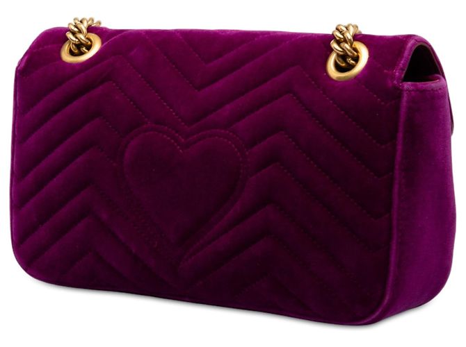 Borsa a tracolla Gucci Medium GG Marmont Matelassé in velluto viola Porpora - vista 2
