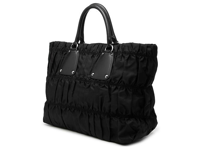Borsa Tote Prada Tessuto Gaufre Nera Nero - vista 2
