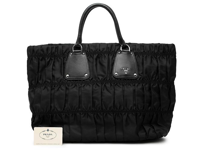 Borsa Tote Prada Tessuto Gaufre Nera Nero - vista 7