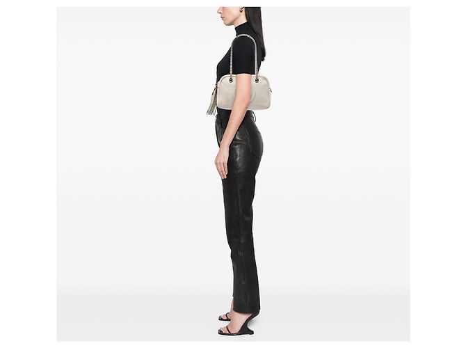 Borsa a tracolla Gucci Soho in pelle bianca con catena e zip Bianco - vista 6