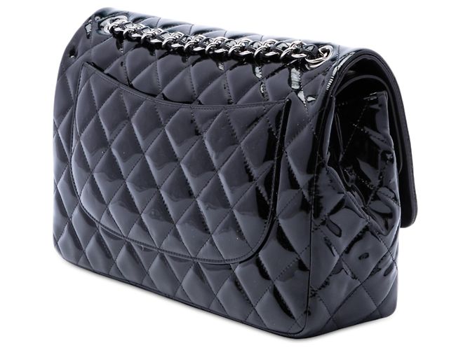 Borsa a tracolla Chanel Jumbo Classic Double Flap in vernice nera Nero - vista 2