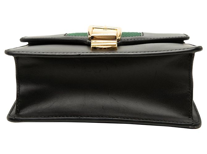 Borsa Mini Satchel Sylvie in pelle di vitello nera con tracolla Web Gucci Nero - vista 3