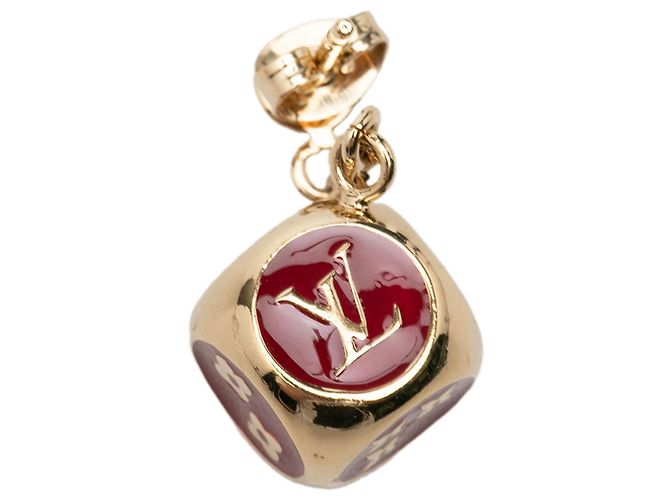 Louis Vuitton vergoldete Emaille Gamble Dice Drop Stecker-Ohrringe Golden - Ansicht 3