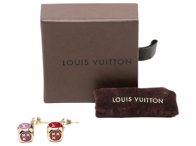 Louis Vuitton vergoldete Emaille Gamble Dice Drop Stecker-Ohrringe Golden - Ansicht 4