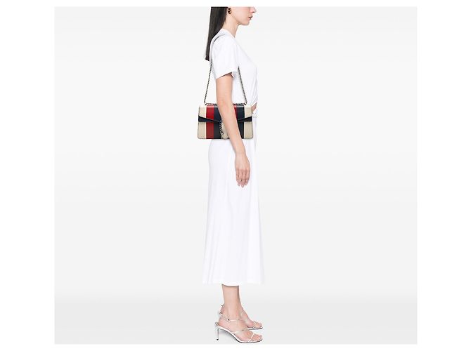 Borsa a tracolla Dionysus media in vitello a righe Multi Gucci Argento - vista 6