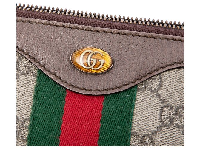 Clutch Gucci GG Supreme Web Ophidia Beige - vista 5