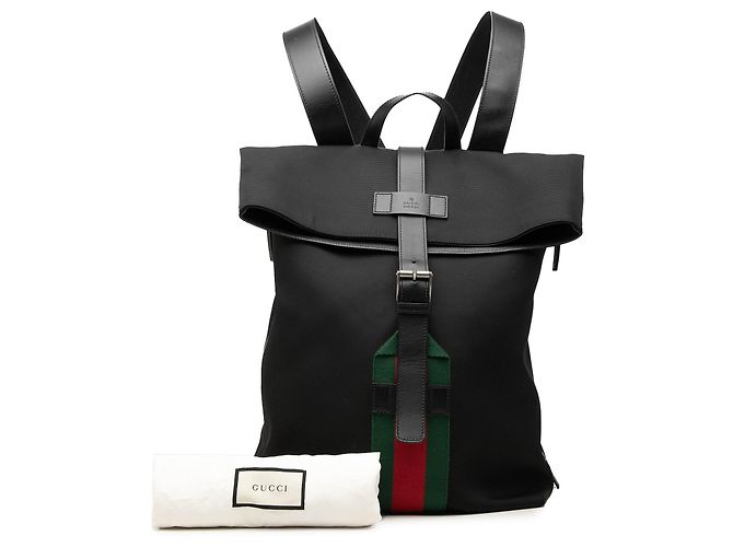 Zaino Gucci Canvas Techno Web con patta nero - vista 7