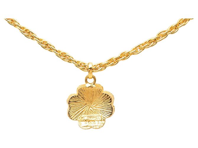 Collana con pendente a trifoglio Chanel CC placcata in oro e resina dorata D'oro - vista 3