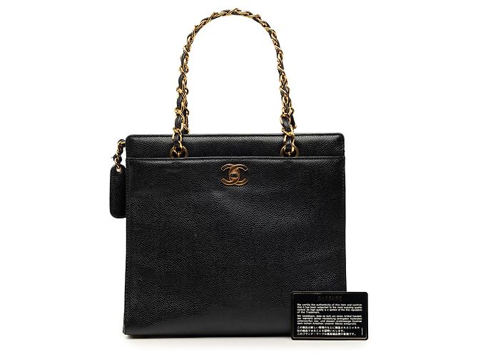 Black Chanel CC Caviar Chain Turn Lock Tote Schwarz - Ansicht 8
