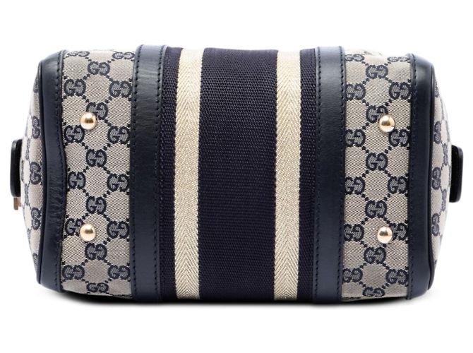 Borsa Boston Satchel Gucci Small GG Canvas Web Joy Blu - vista 3