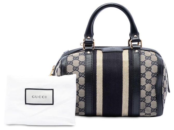 Borsa Boston Satchel Gucci Small GG Canvas Web Joy Blu - vista 7