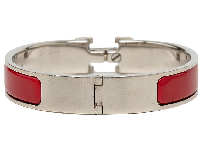 Bracciale Clic H PM stretto in smalto rosso Hermès - vista 3
