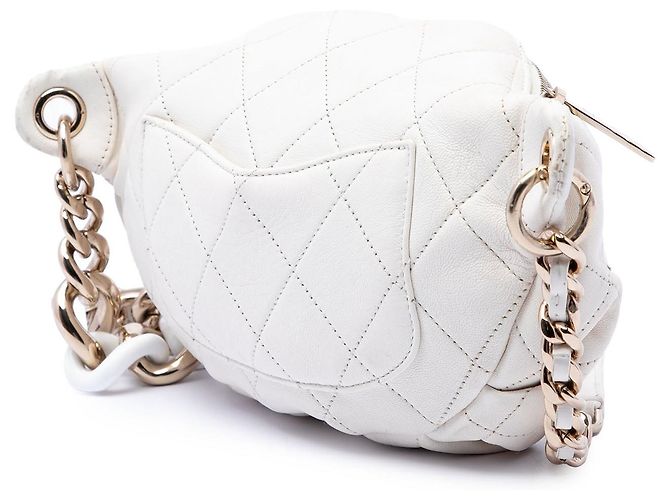White Chanel CC Quilted Calfskin Elegant Belt Bag - view 2