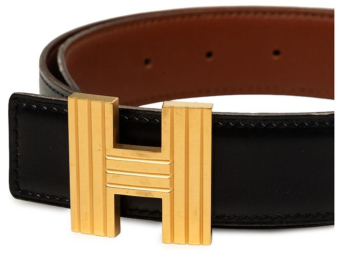 Hermès Cadena H Wendelgürtel aus schwarzem Box Calf Leder - Ansicht 6