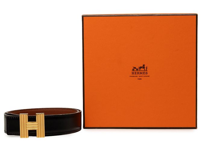 Hermès Cadena H Wendelgürtel aus schwarzem Box Calf Leder - Ansicht 7