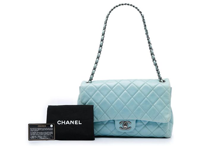 Borsa a tracolla Chanel Coco Soft Flap Large in pelle di vitello invecchiata matelassé Blu - vista 7