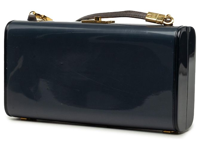 Borsa a tracolla Gucci in vernice blu con chiusura Interlocking G - vista 2