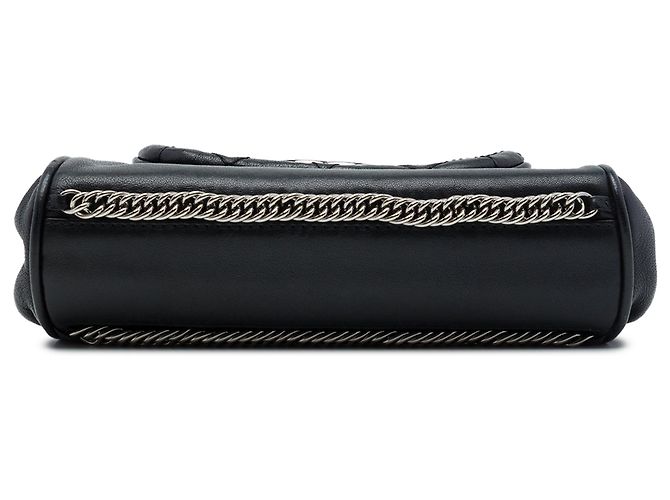 Borsa a tracolla Chanel CC in pelle d'agnello matelassé nera con catena Bijoux e patta a fisarmonica Nero - vista 3