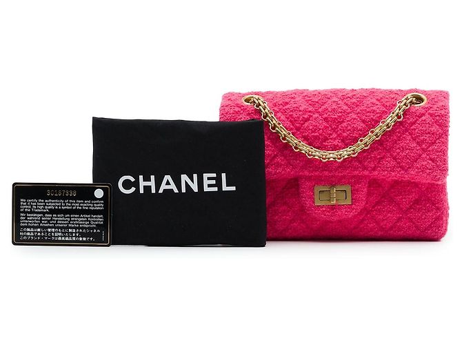 Borsa a tracolla Chanel Mini Quilted Tweed Reissue 2.55 Single Flap 224 Rosa - vista 7