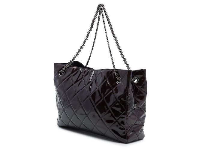 Borsa Tote Chanel Reissue 2.55 in vernice matelassé marrone - vista 2
