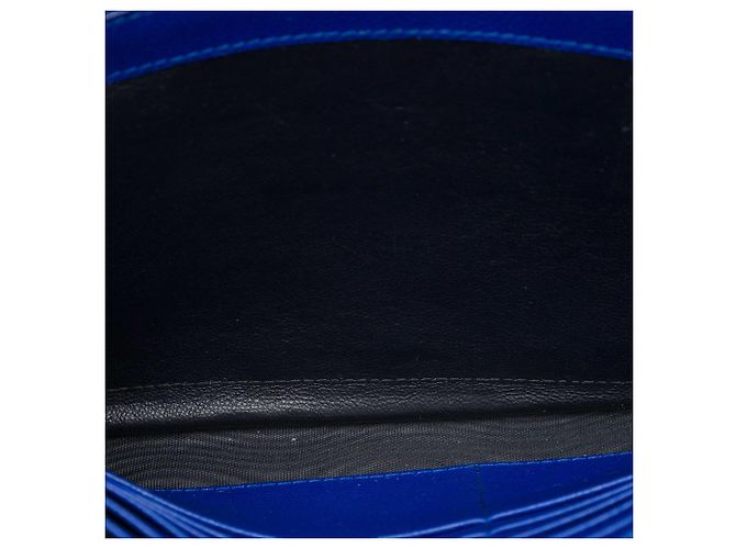 Autre Marque Borsa a tracolla portafoglio a busta Saint Laurent Grain De Poudre Chevron Monogram Blu - vista 4