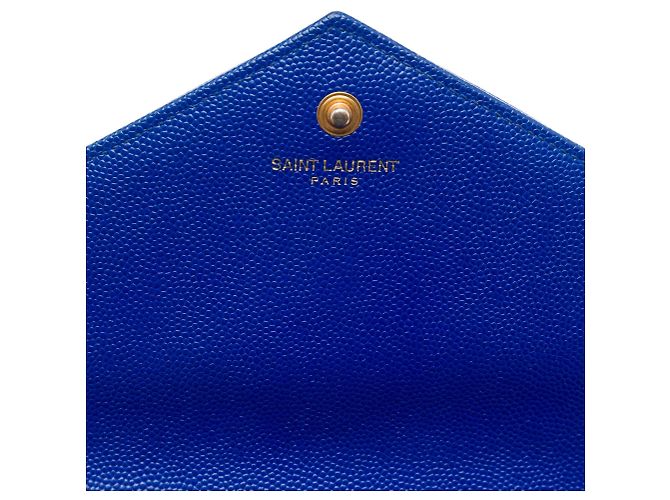 Autre Marque Borsa a tracolla portafoglio a busta Saint Laurent Grain De Poudre Chevron Monogram Blu - vista 5