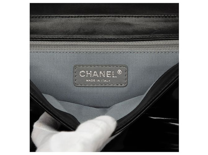 Borsa a tracolla Chanel CC Patent Lipstick Ligne Flap Nera Nero - vista 5
