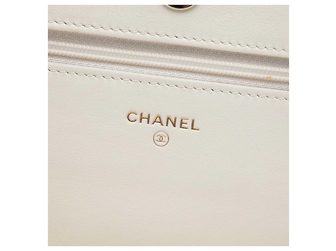 Borsa a tracolla Chanel CC Wallet On Chain in vitello chevron stropicciato bianca Bianco - vista 5